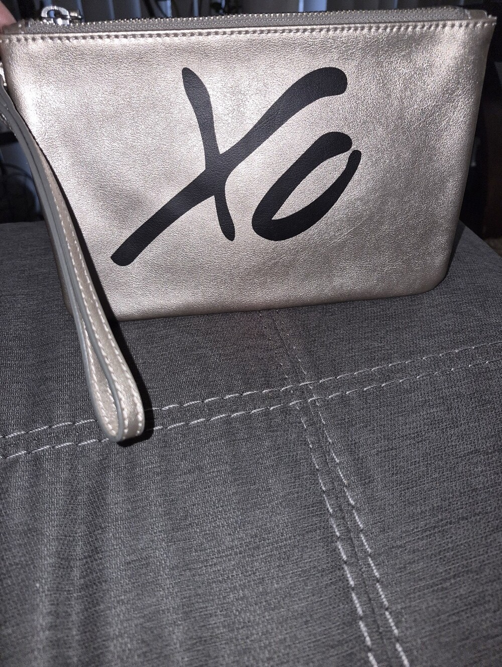 Metallic Gold Leather 'XO' Banana Republic Wristlet Clutch